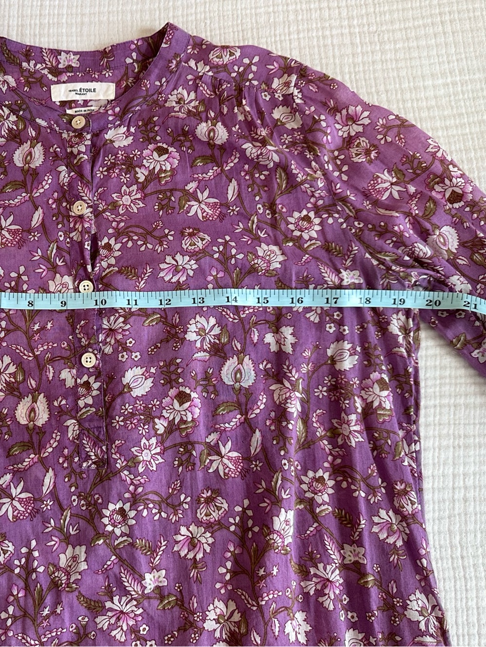 Isabel Etoile Marant Purple Floral Sheer Cotton Blouse Size Small Medium - Picture 7 of 9